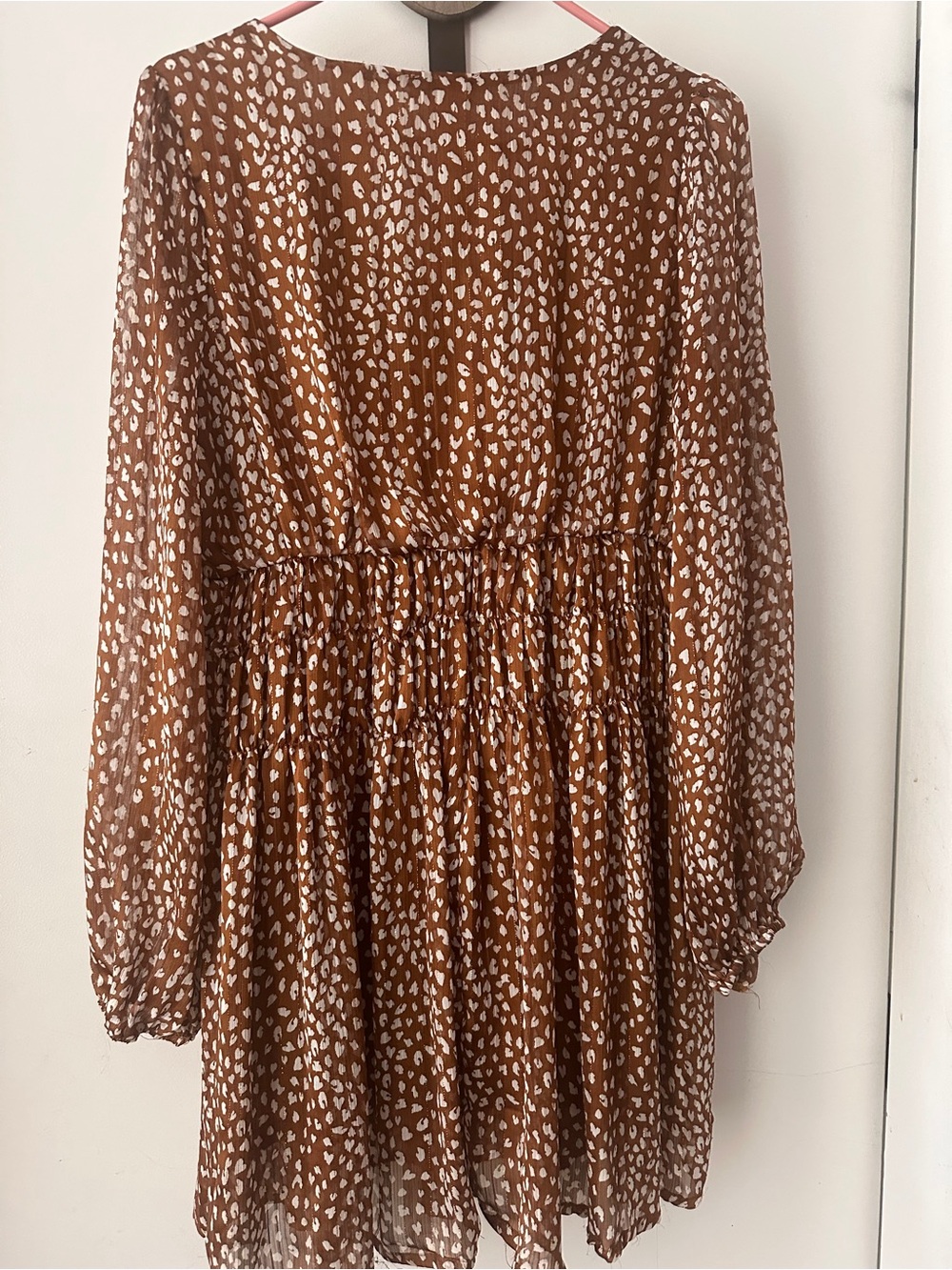 Umgee Brown Printed V-Neck Mini Dress - Picture 3 of 5